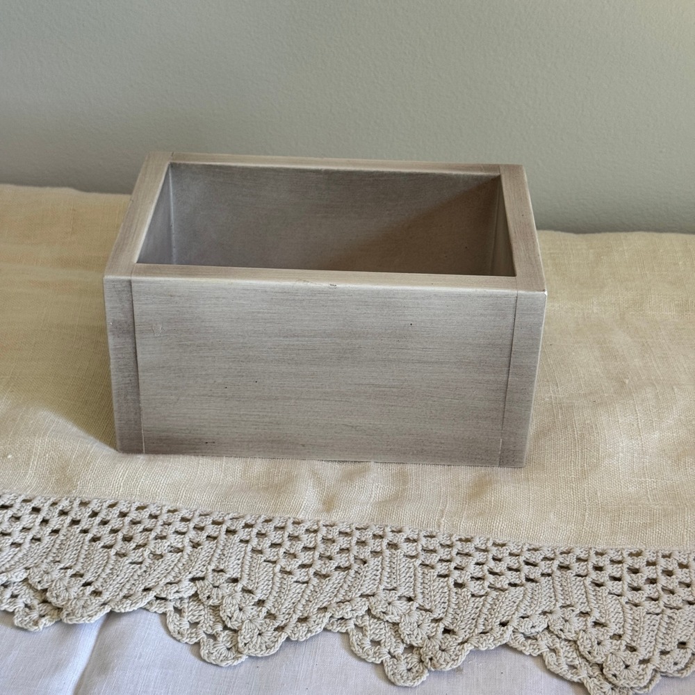 Rustic Gray‎ Wash Wooden Storage Crate Rectangular Desk Organizer Bin